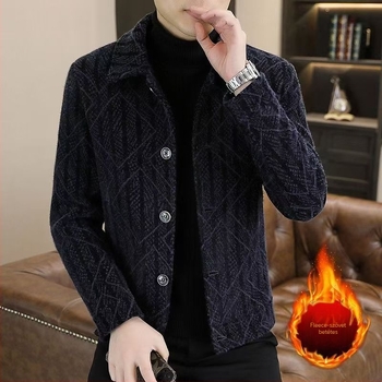 Férfi kabát, gyapjú-spandex 90% anyagból, fleece bélés, egysoros gombolás, rever gallér, karcsúsított szabás