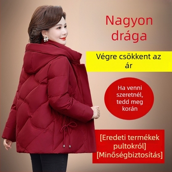 Női tollkabát, vastag, bő szabású, plusz méret, gallér nélküli, tél 2025