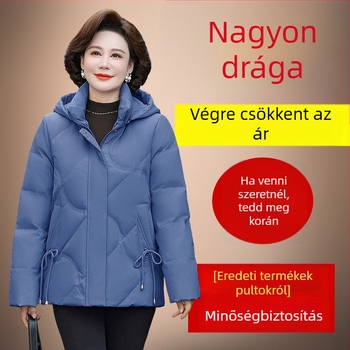 Női tollkabát, vastag, bő szabású, plusz méret, gallér nélküli, tél 2025