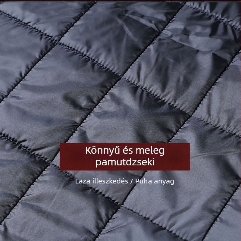 Férfi téli vastag pamut-párnázott kabát, poliészter töltettel, kapucni nélkül