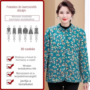 8XL plusz méretű kabát középkorú és idős nőknek, őszi–téli, fleece-bélés és pamut töltettel.
