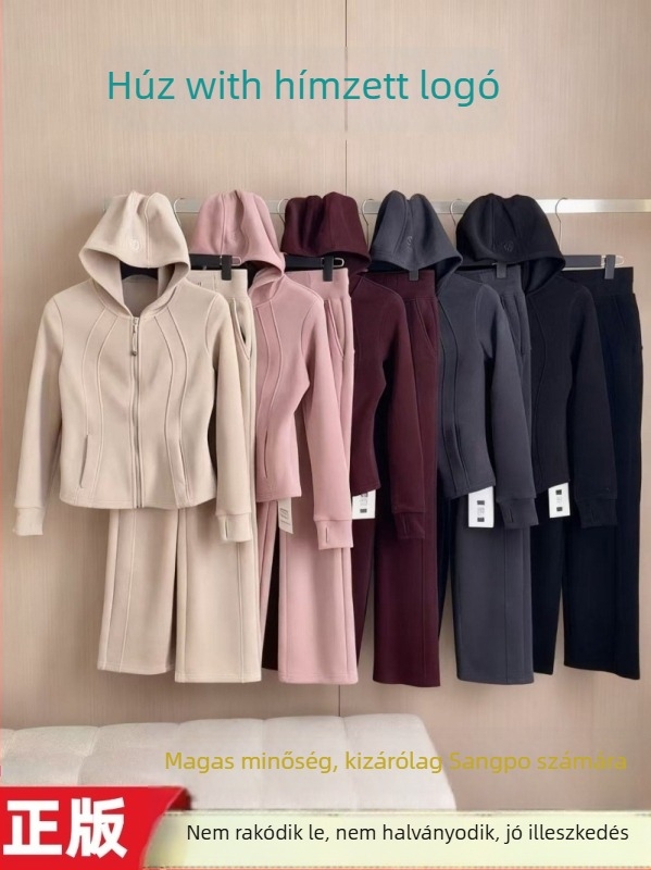 Női kabát - Slim fit, két darabos készlet, fleece béléses, vastag, reveres gallér és zsinórzáras zárás, téli 2025