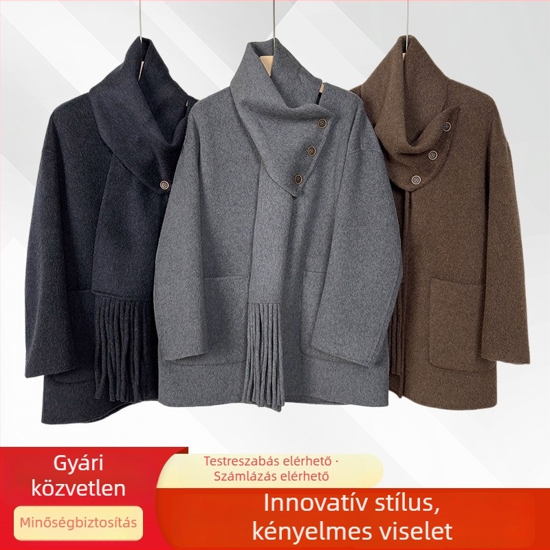 Női gyapjú kardigánkabát, őszi-téli szezon, amerikai retro casual V-nyakú pulóverdzseki