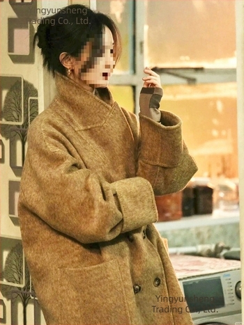 Maple Avenue Zhao Liying inspirált kétoldalas gyapjúkabát, hosszú szabás, gyapjú-kasmír keverék, gallér stílusú zakó, nők számára, retro irodalmi stílus
