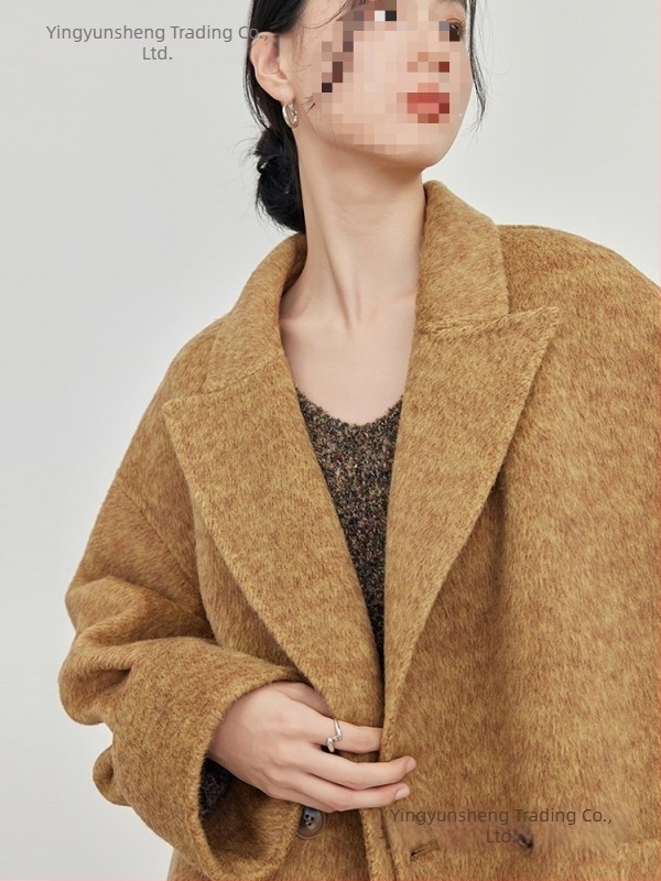 Maple Avenue Zhao Liying inspirált kétoldalas gyapjúkabát, hosszú szabás, gyapjú-kasmír keverék, gallér stílusú zakó, nők számára, retro irodalmi stílus
