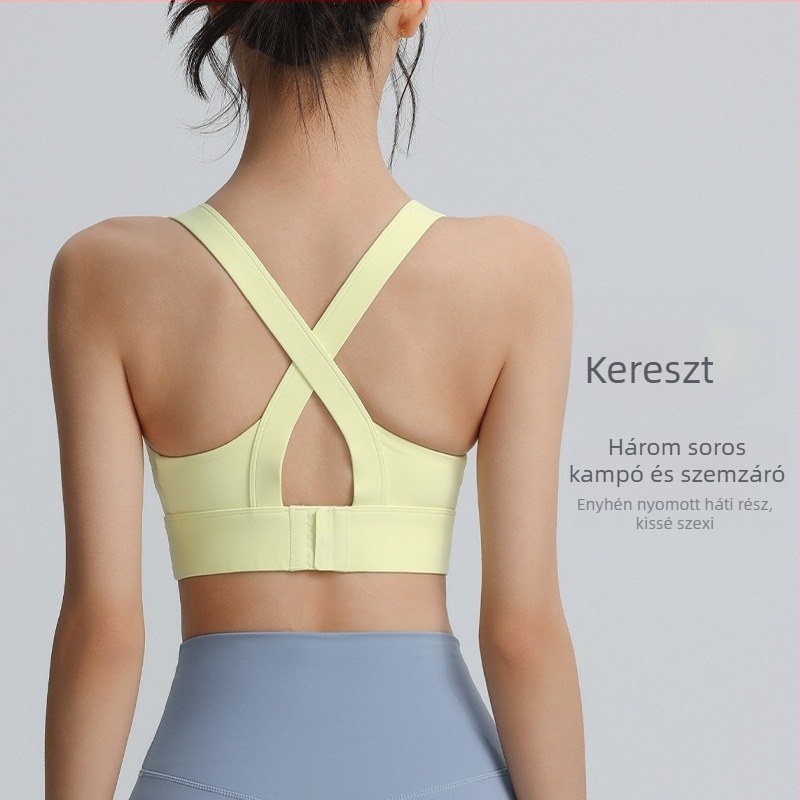 Keresztezett hátsó sportmelltartó fix kosarakkal, ütéscsillapító push-up, gyorsan száradó, brokát kétoldalas, bélés Spandex, fix dupla vállpántok