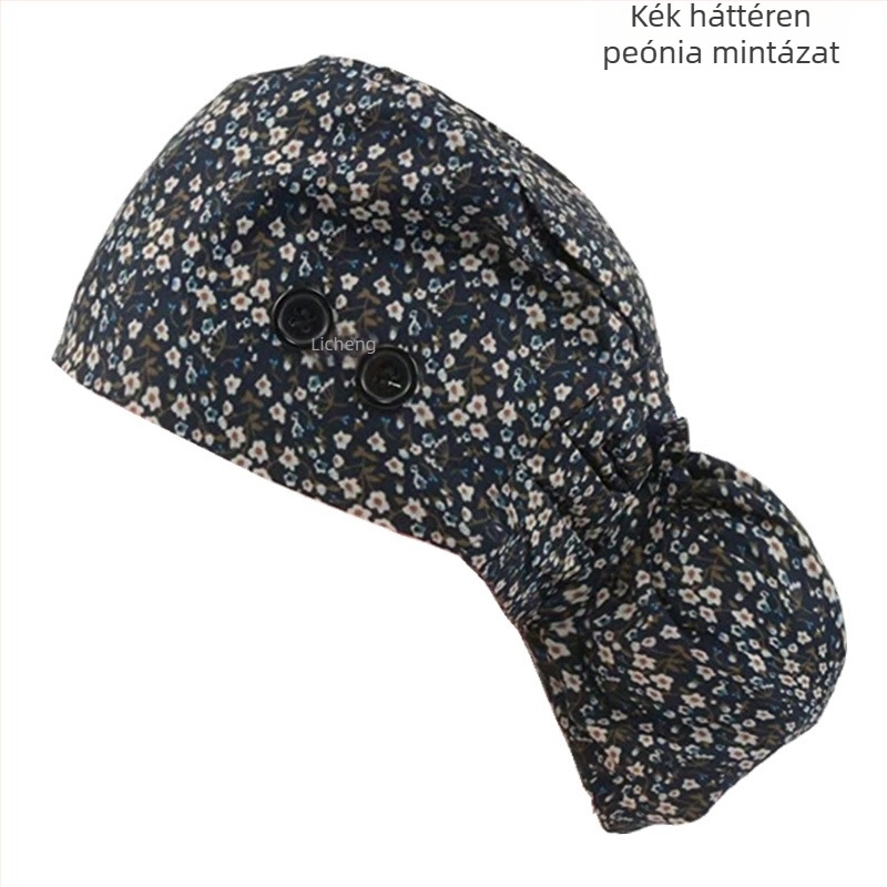 Uniszex pamut lapos tetejű sapka, twill szövet, virágos minta, hátul gumi pánt, logó nyomásának lehetősége