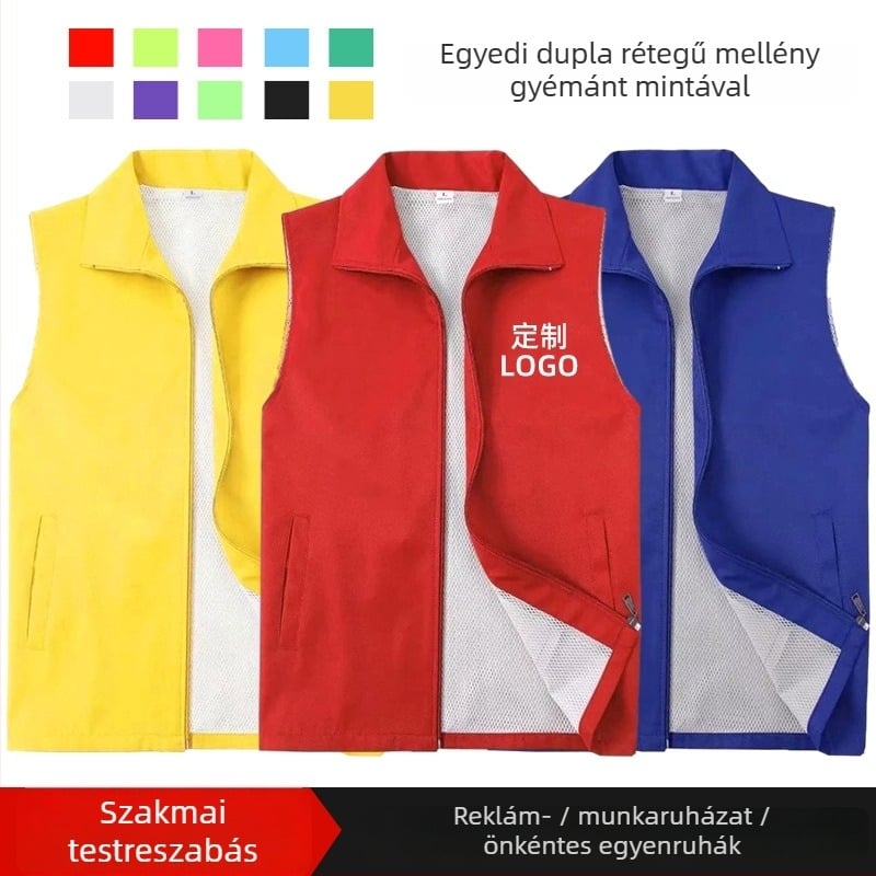 Gyémántmintás mellény cipzárral, lazább szabás, 100% poliészter