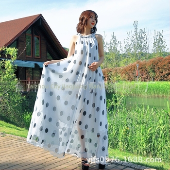 2024 chiffon karcsúsított szabású, hosszú ujjú nyári elegáns női ruha, tengerparti üdülőhely-stílusú ruha, széles szoknya