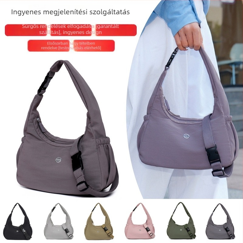 Női crossbody táska, nylon, városi stílus, vízszintes négyzetes forma, cipzár, belső zsebek telefonhoz és dokumentumokra