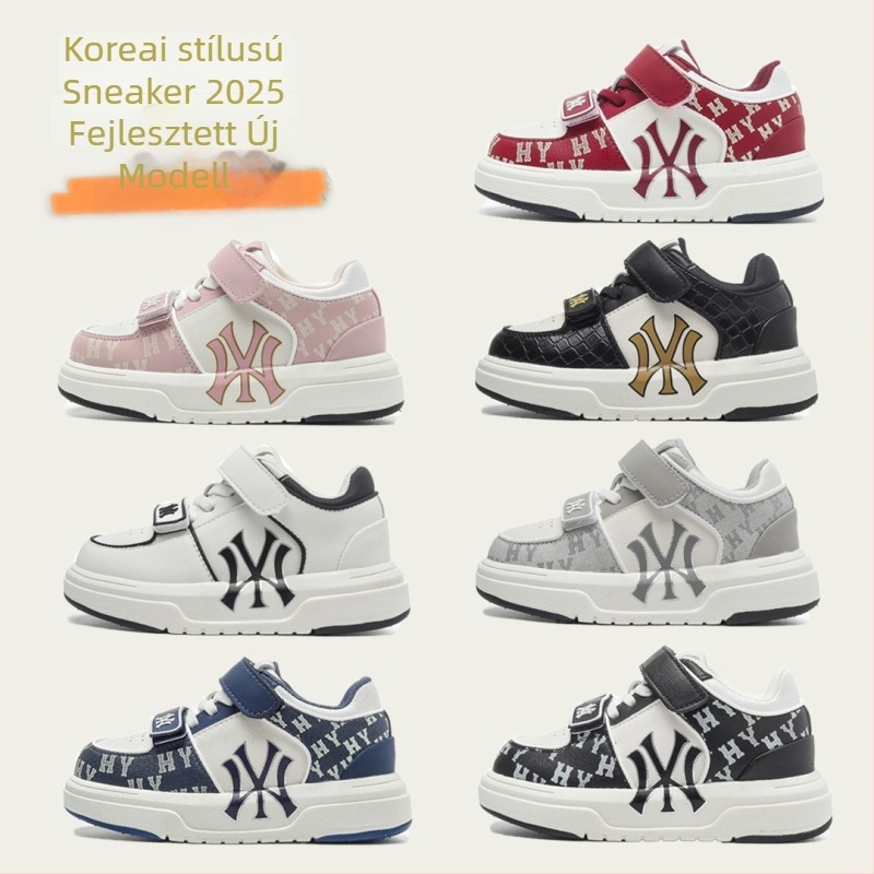 Gyerekeknek készült vastag talpú edzőcipő Velcro-zárással, microfiber felsőrész, EVA talp, alacsony szár, egyszínű, csúszásmentes