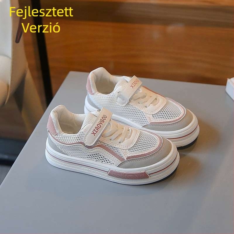 Gyerekeknek szánt campus-stílusú mesh sneaker, légáteresztő felsőrész, középmagasságú, gumitalp, 4–6 éveseknek