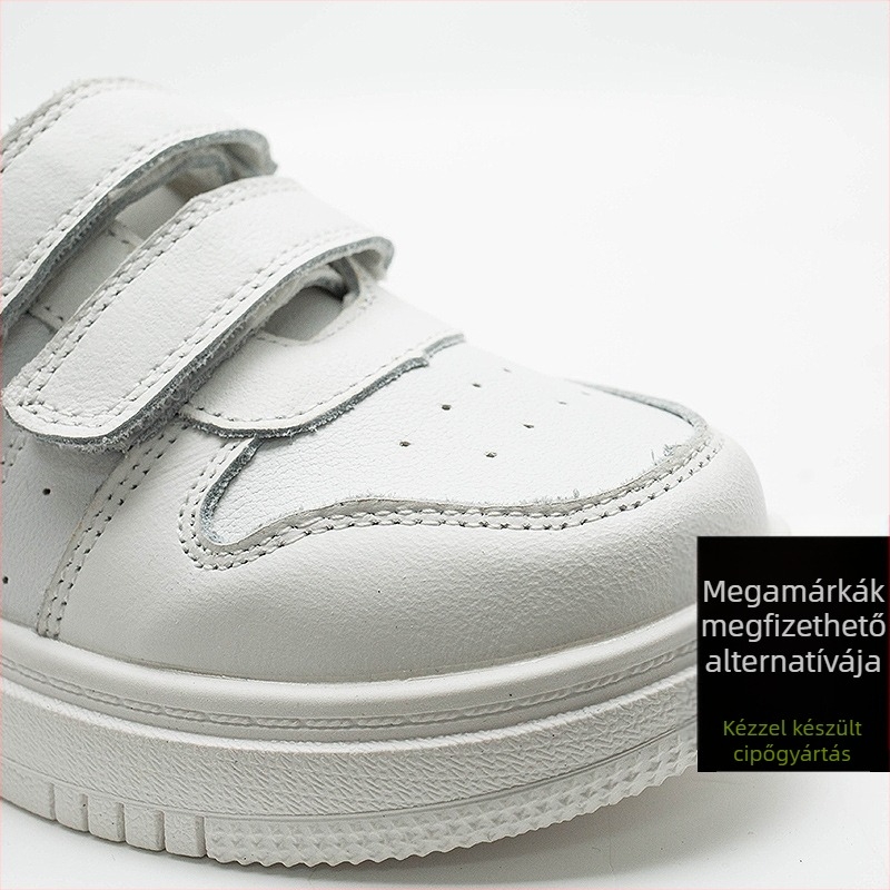 Koreai stílusú gyerek tornacipő, bőr felsőrész, gumi talp és Velcro-zár