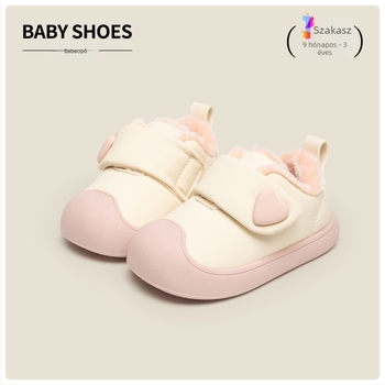 Téli funkcionális babacipő lányoknak, meleg bélés, puha talp, csúszásmentes, 12–36 hónap