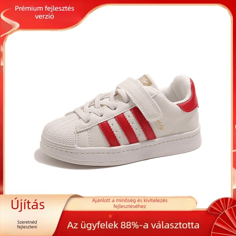 Gyerekeknek való Velcro cipő kagyló alakú orral - felsőrész szintetikus bőr, csúszásmentes talp, uniszex, 1–12 évesek