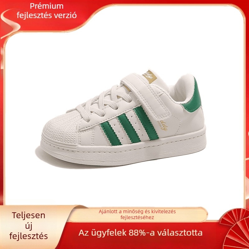 Gyerekeknek való Velcro cipő kagyló alakú orral - felsőrész szintetikus bőr, csúszásmentes talp, uniszex, 1–12 évesek