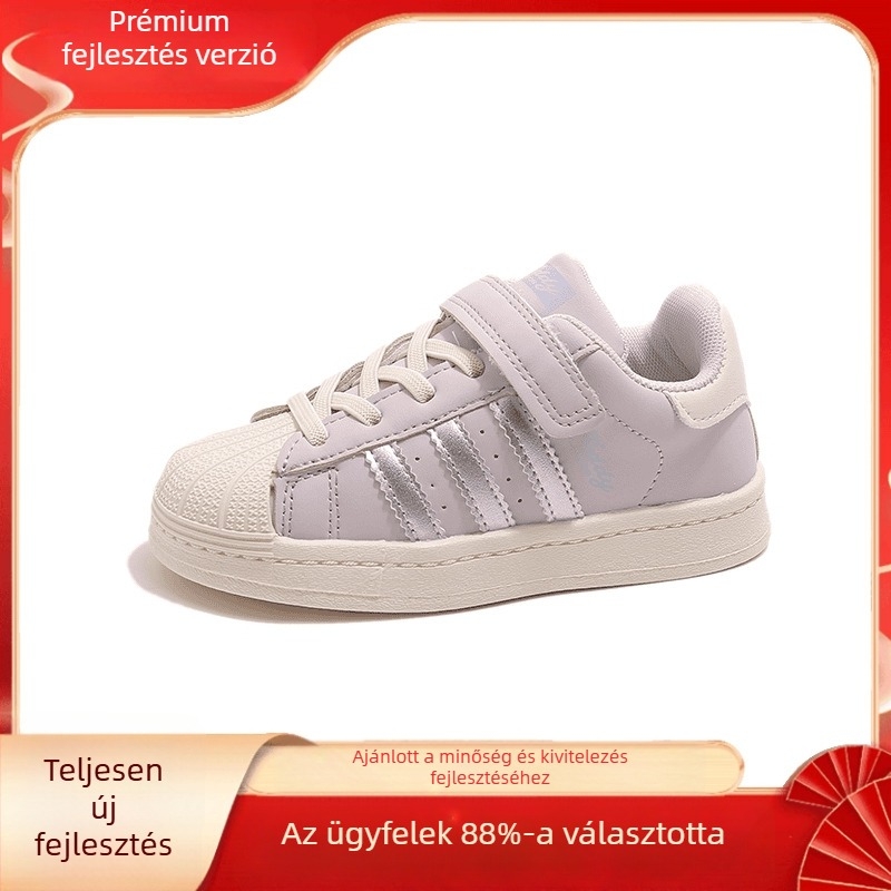 Gyerekeknek való Velcro cipő kagyló alakú orral - felsőrész szintetikus bőr, csúszásmentes talp, uniszex, 1–12 évesek