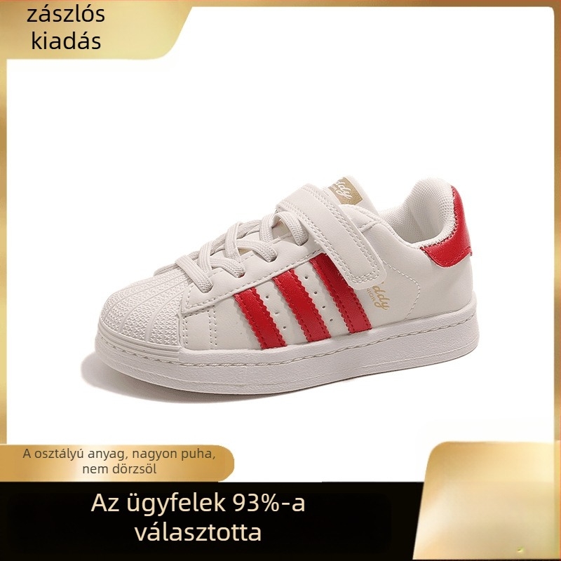 Gyerekeknek való Velcro cipő kagyló alakú orral - felsőrész szintetikus bőr, csúszásmentes talp, uniszex, 1–12 évesek