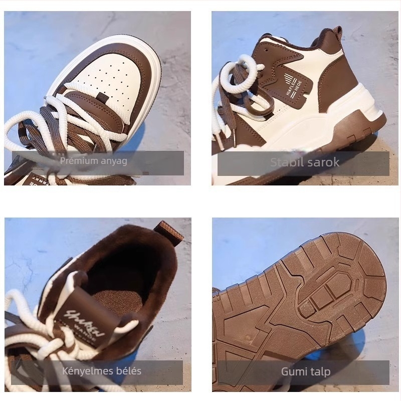 Gyerekeknek való Dad Shoes - PU+háló felsőrész, gumírozott talp, fűzés elöl, egész éves viselet, 4–16 évesek
