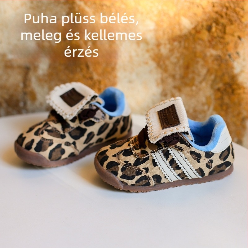 Gyerek téli vászoncipő Velcro-záródással, TPR talppal, uniszex, alacsony felsőrésszel