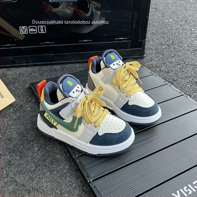 Gyerekek sportcipői 2025 őszi új modell: fiúknak casual magas szárú sneaker; lányoknak kosárlabdacipő puha talppal