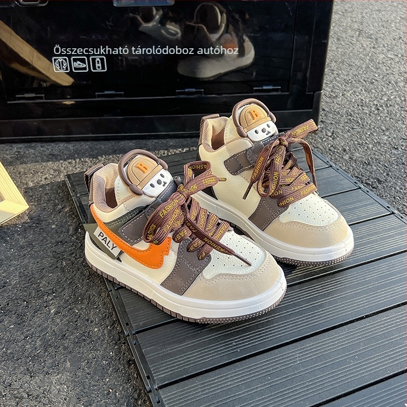 Gyerekek sportcipői 2025 őszi új modell: fiúknak casual magas szárú sneaker; lányoknak kosárlabdacipő puha talppal