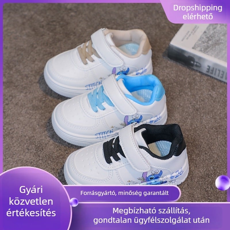 Gyerek futócipők műbőr felsőrésszel, gumitalppal, Velcro-zárás, lélegző, csúszásmentes