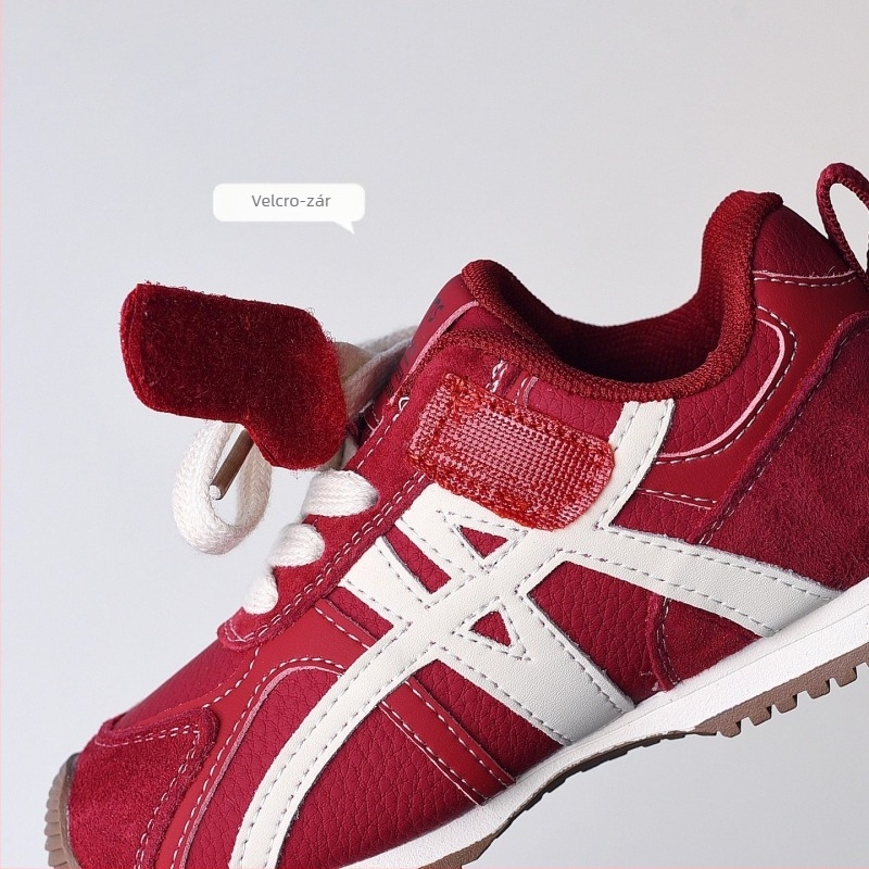 Gyerek Forrest Gump cipő – légáteresztő, uniszex, Velcro zár, csíkos mintázat, gumírozott talp