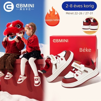 Inbemini gyerekeknek téli fleece-béléssel készült casual tornacipő, vízálló, alacsony fazon, Velcro-zár, gumírozott talp