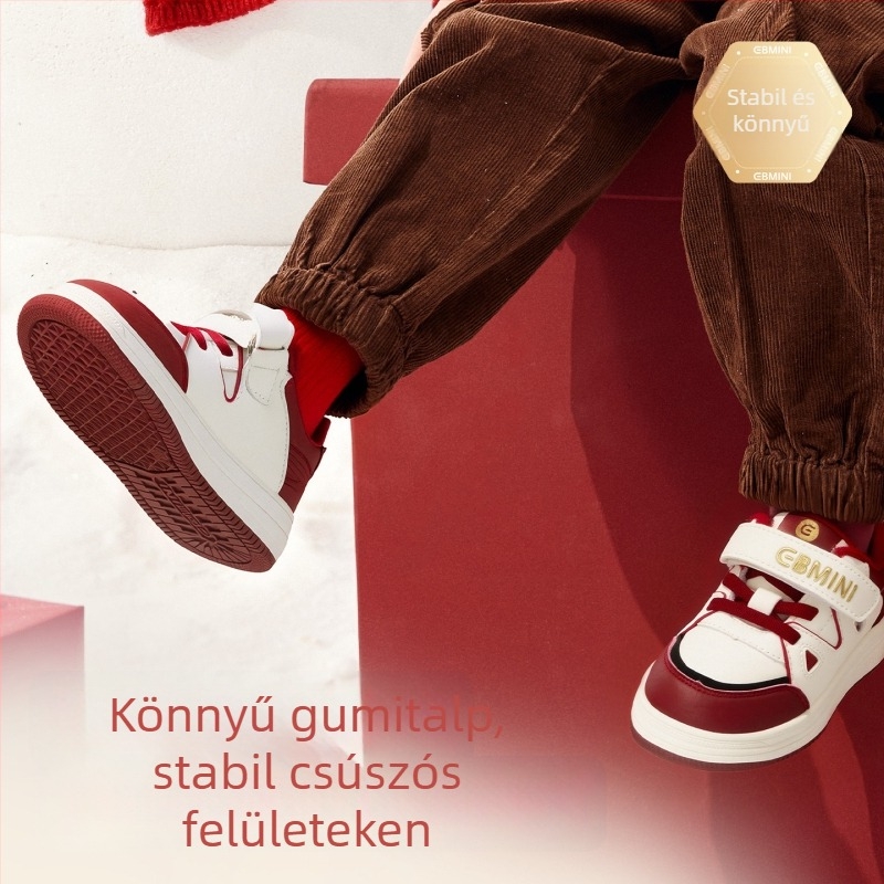 Inbemini gyerekeknek téli fleece-béléssel készült casual tornacipő, vízálló, alacsony fazon, Velcro-zár, gumírozott talp