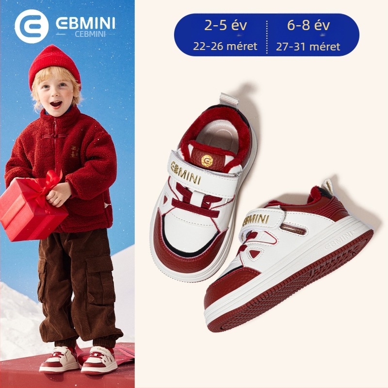 Inbemini gyerekeknek téli fleece-béléssel készült casual tornacipő, vízálló, alacsony fazon, Velcro-zár, gumírozott talp