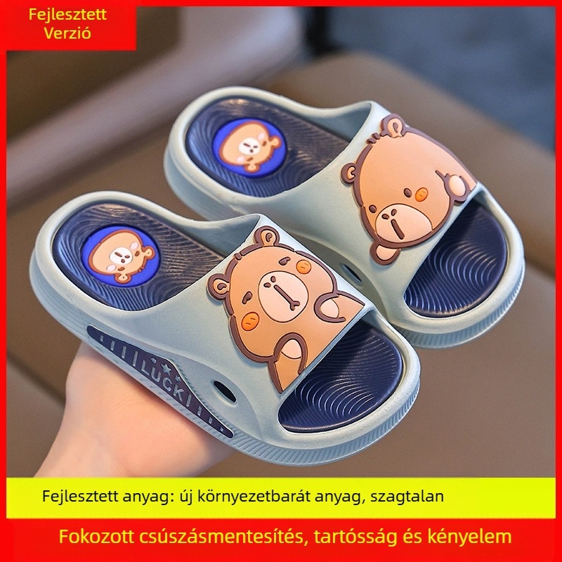 Gyerekeknek készült flip-flopok rajzfilm mintával, PVC felsőrész és talp, légáteresztő, kopásálló, csúszásmentes