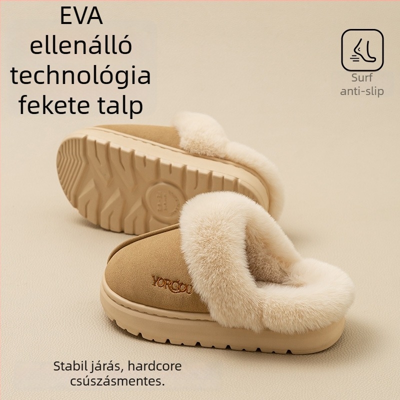Gyerekeknek való pamut papucs, fleece béléssel, beltéri téli használatra, EVA talppal, uniszex, 7–12 évesek