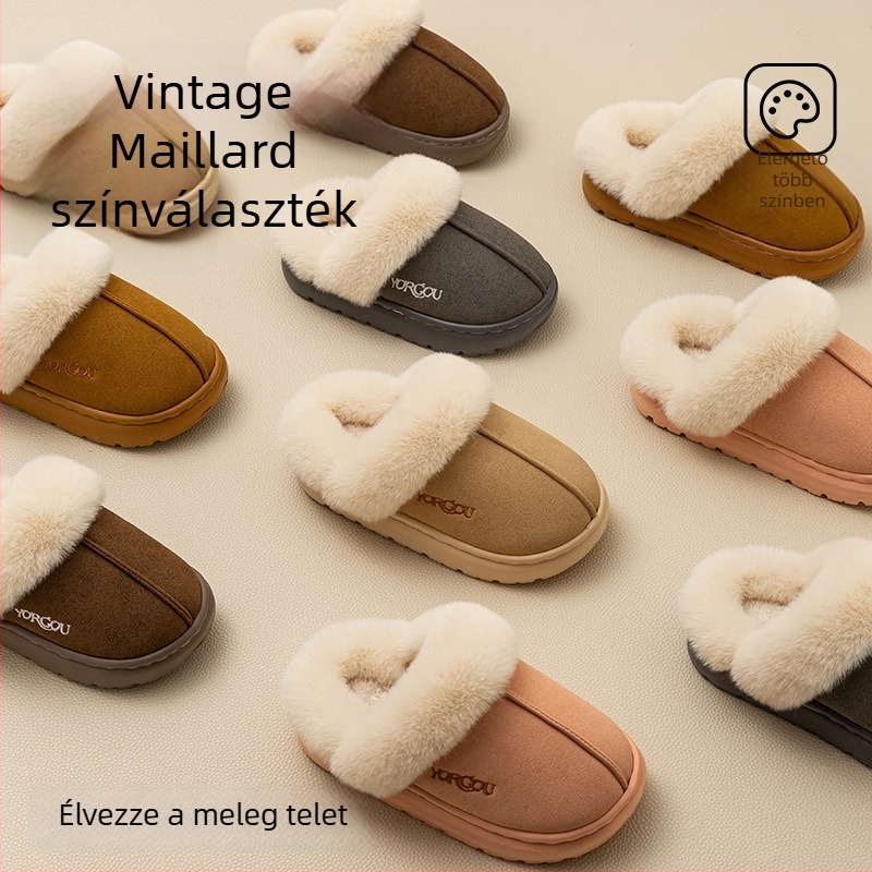 Gyerekeknek való pamut papucs, fleece béléssel, beltéri téli használatra, EVA talppal, uniszex, 7–12 évesek