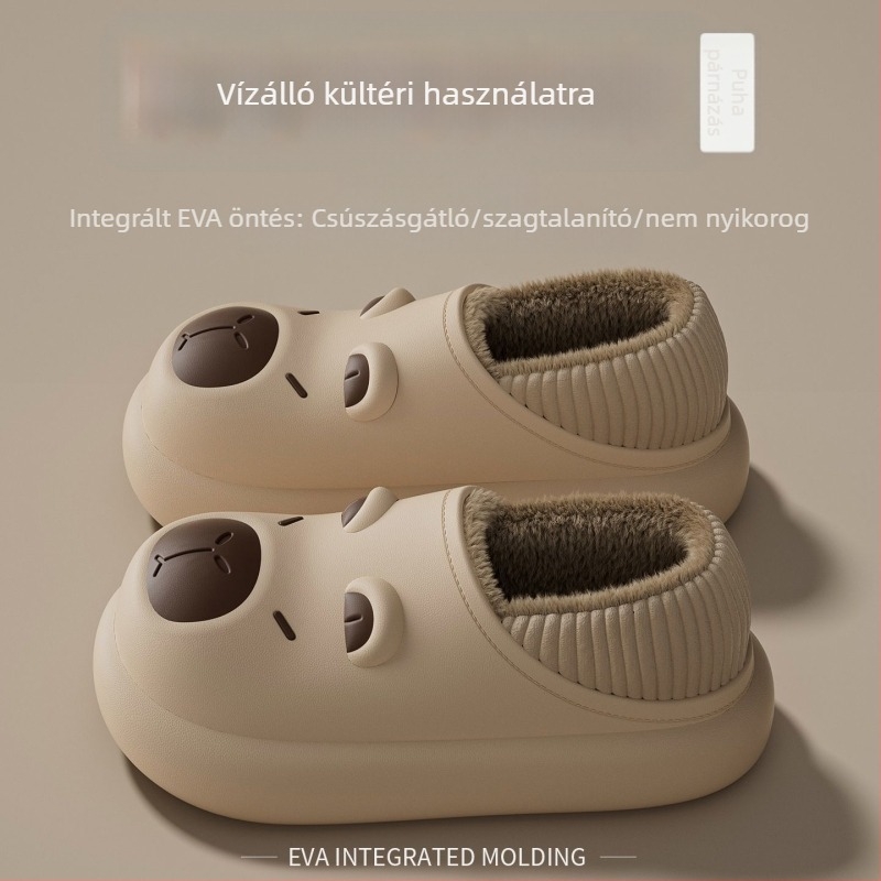 Capybara vízálló gyerek pamut papucs hátsó sarokkal, aranyos karikatúra mintával, csúszásmentes belső és külső viselethez