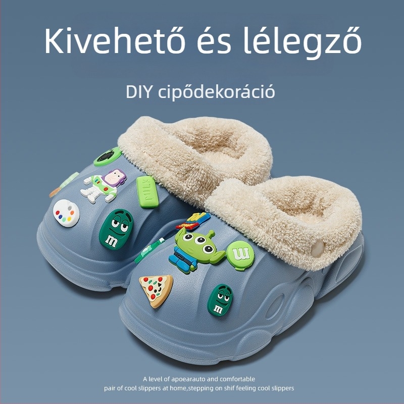 Gyermekek belső pamut papucsai ősz–télre, vízálló EVA papucsok fiúknak és lányoknak, 4–12 évesek