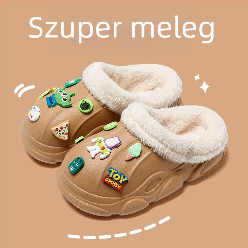 Gyermekek belső pamut papucsai ősz–télre, vízálló EVA papucsok fiúknak és lányoknak, 4–12 évesek