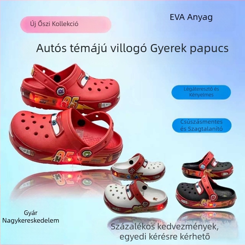 Gyerekek EVA szandáljai, bélés nélküli, injektált talppal, Cartoon Paradise / Crocs stílus, 7-16 éveseknek
