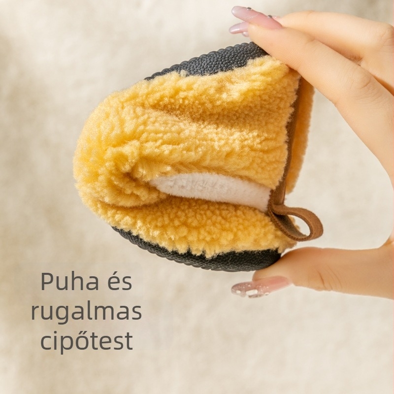 Gyermekeknek szóló pamut papucs beltéri használatra, bolyhos bélés, csúszásmentes puha talppal