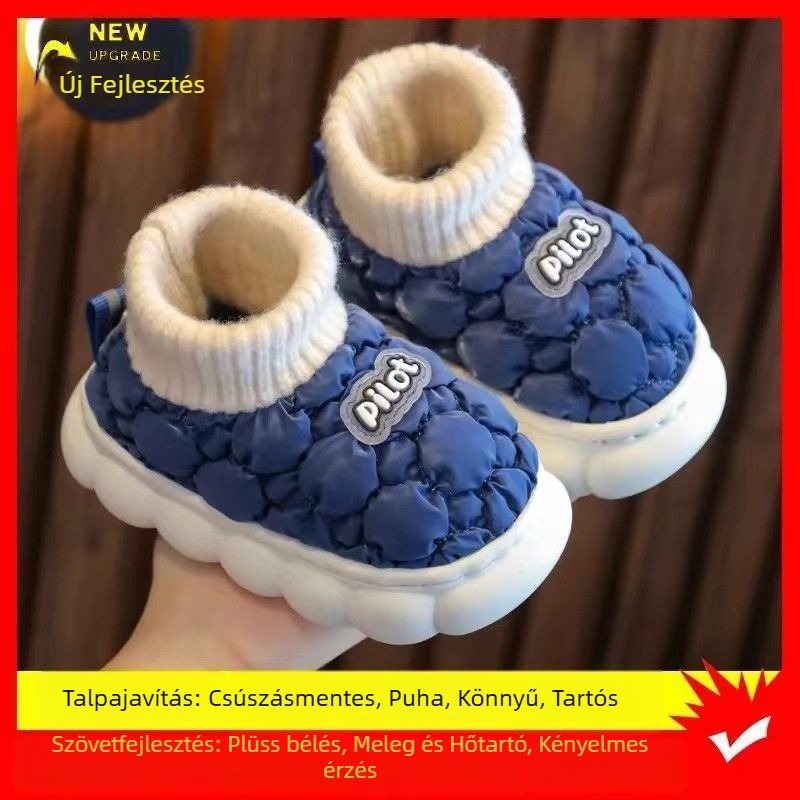 Gyerekek pamut papucsai, rajzfilmszerű stílus, pamut felső rész, PU talp, 1–3 éveseknek