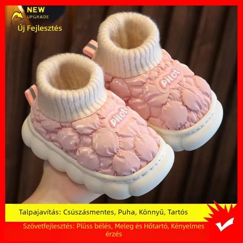 Gyerekek pamut papucsai, rajzfilmszerű stílus, pamut felső rész, PU talp, 1–3 éveseknek