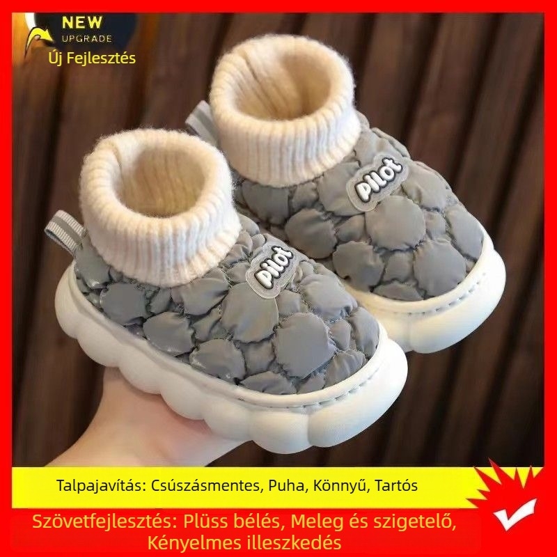 Gyerekek pamut papucsai, rajzfilmszerű stílus, pamut felső rész, PU talp, 1–3 éveseknek