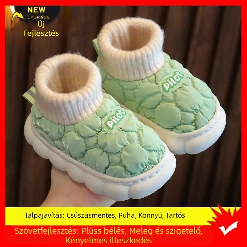 Gyerekek pamut papucsai, rajzfilmszerű stílus, pamut felső rész, PU talp, 1–3 éveseknek