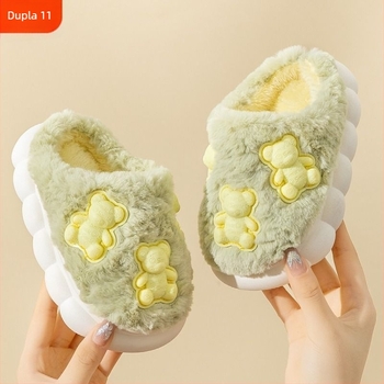 Csúszásbiztos gyerekpapucs 1–3 éveseknek, PVC talppal, aranyos beltéri papucs, melegen tartja a lábakat