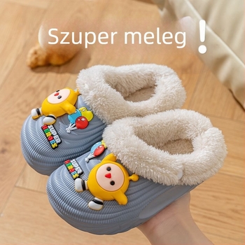 Gyerek pamut papucs levehető mosható béléssel, vízálló és csúszásmentes, EVA talppal, Cartoon motívummal, 1–3 éveseknek, 2024 tél