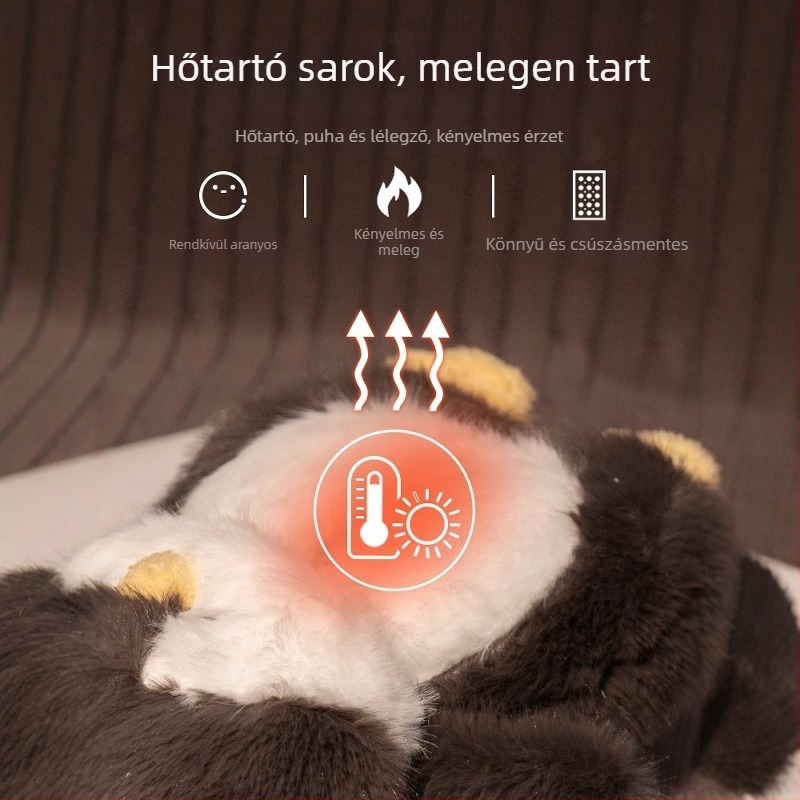 Uniszex beltéri papucs bőr felsőrésszel, vastag EVA talppal és plüss belsővel, ősz-télre