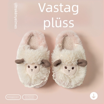 Gyerekeknek készült pamut papucs bárányos mintával, fleece-bélés, meleg beltéri papucs ősz–tél 2025