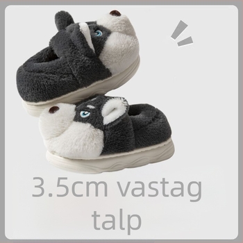 Gyerekek téli pamut papucs, vastag talppal, állatmintás