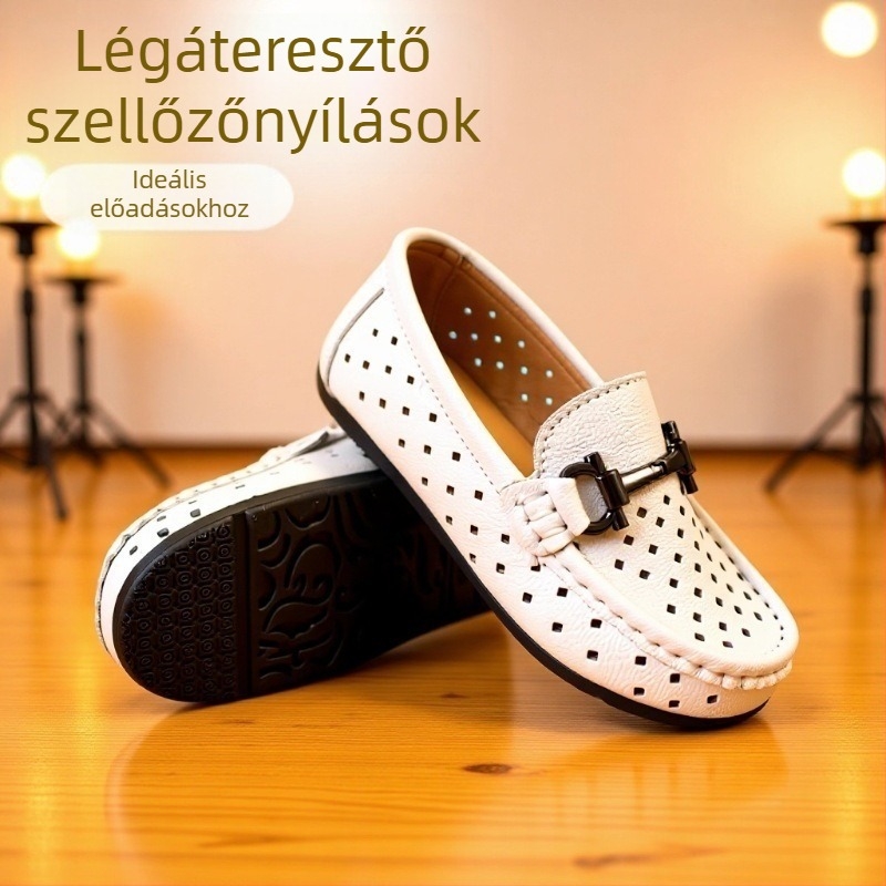 Gyerekeknek szóló lyukas cipő, felső rész Split bőrből, belső talp természetes bőrből, kézzel készített, alacsony kialakítás, koreai stílus