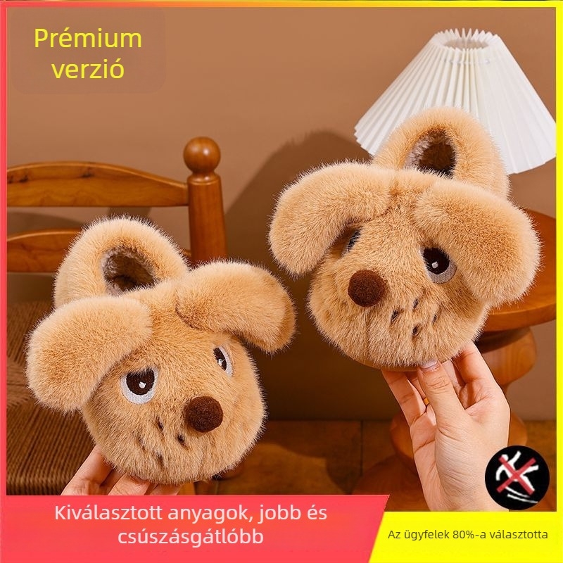 Gyerekeknek készült téli pamut papucs fleece béléssel, csúszásmentes talppal, meleg és kényelmes